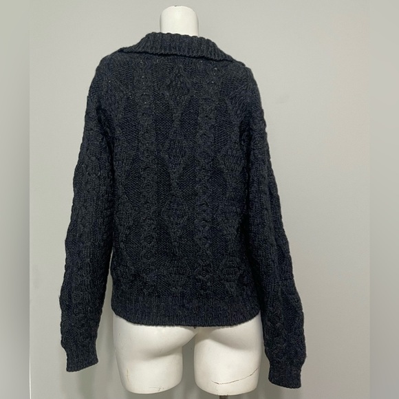 VTG 90s L.L. Bean Womens Irish Fisherman Cable Knit Button Down Cardigan Sweater - Picture 3 of 7